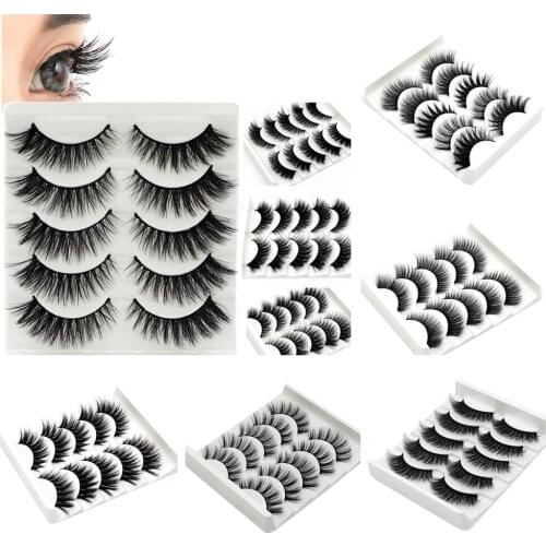 5 Pairs 3D Faux Hair False Eyelashes Natural Extension Reusable Set