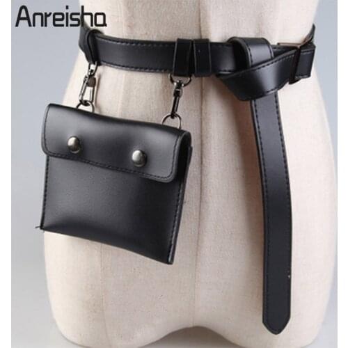 Anreisha Women Fashion Waist Soft PU Leather Belt Bag For Women Female Newest Girl Daily Waist Pack Coin Purse Flap Fanny Bag
