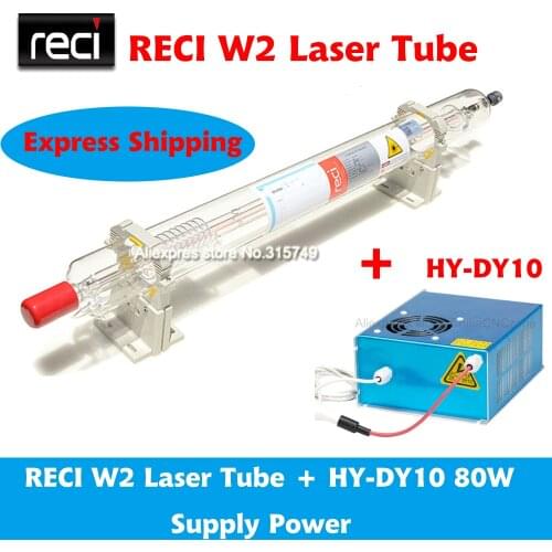 Reci W2 90W-100W CO2 Laser Tube Dia. 80mm with power supply For CO2 Laser Engraving Cutting Machine Wooden Case Packing