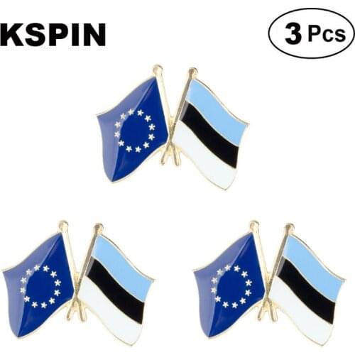 EU & Estonia Frendship Lapel Pin Brooches Pins Flag badge Brooch Badges