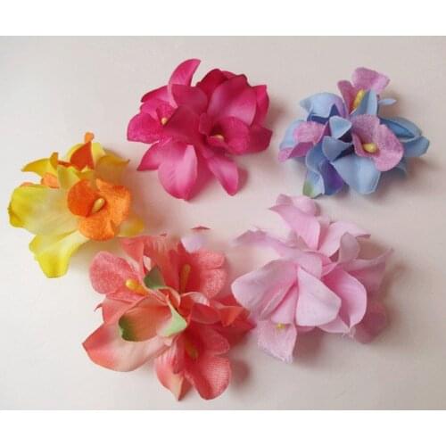 Artificial flowers head Simulation of three orchid flower artificial flower decoration flower hair accessories DIY