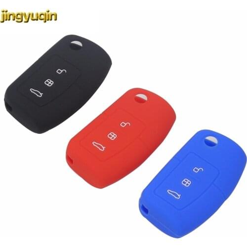 Jingyuqin Car Silicone Remote Key Fob Cover For Ford Focus Fiesta C Max Ka 3 Buttons No Logo
