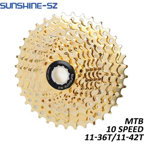 Sunshine Mountain Bike 10 Speed Velocidade Bicycle Cassette MTB Freewheel Gold Sprocket 10S 36T 42T for SHIMANO SRAM
