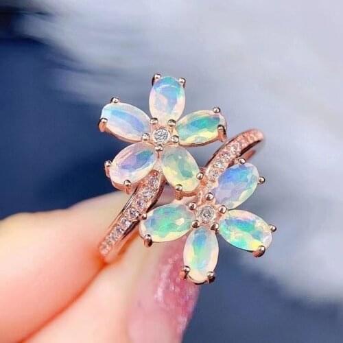100% Natural White Opal Ring for Daily Wear 3mm*5mm Opal Silver Ring Fashion Gemstone Ring