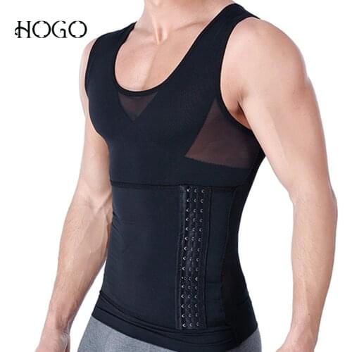 Posture Corrector Men Body Shaping Vest Slimming Boobs Chest Control Belly Abdomen Tummy Shirt Compression Corset Shapers Hook