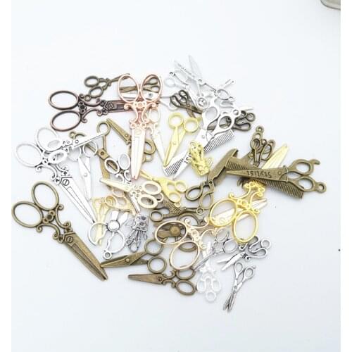 Hot sale scissors mixed pendant bracelet necklace pendant handmade jewelry wholesale making DIY jewelry accessories