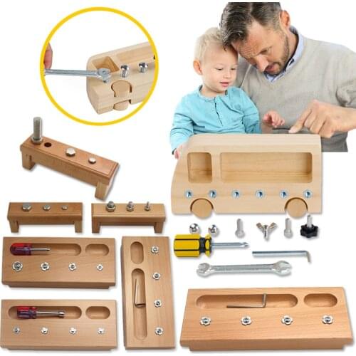 Montessori Materials Screw Bolts Set Tool Toys Pretend Play Activity Practical Life Learning Educational Wooden Toy For Children