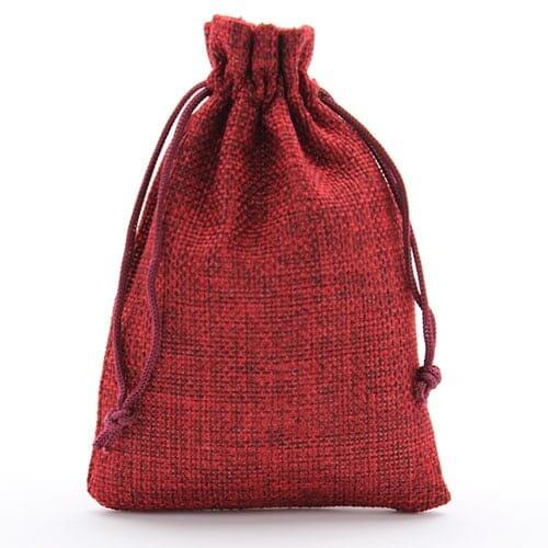 LOULEUR 10pcs/lot Wine Red Fabric Jewelry Bag Packing 10*14cm Burlap Gift Candy Drawstring Hessian Wedding Gift Bag Packing