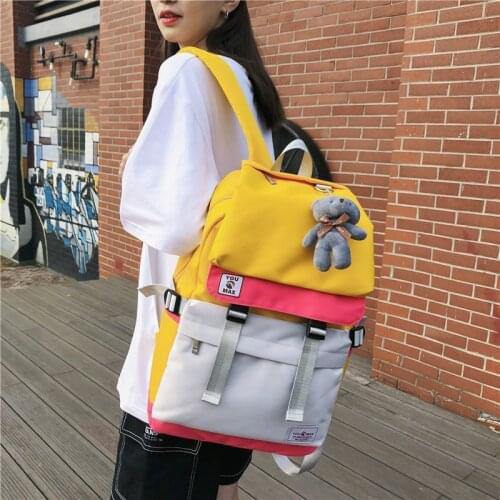 Korean Fashion Backpack Women Multi Pocket Travel Backpacks Girls School Bag Portable Casual Daypack Mummy Diaper Bag Sac A Dos