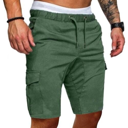 2021 Mens Summer Jogger Casual Shorts Sweatpants Gym Fitness Running Sport Shorts With Pockets Drawstring Army Tactical Shorts