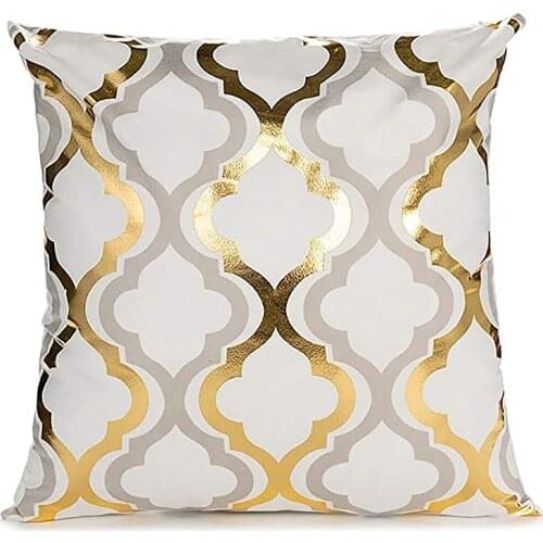 NHBR 4 Bronzing Throw Pillow Covers Square Short Plush Gold Stamping Velvet Pillowcase 18 x 18Inch