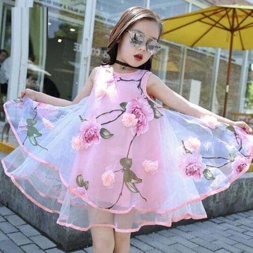 New 2020 Flower Girl Dresses Baby Girls Dress Summer Children Clothes Sleeveless Birthday Party Kids Dresses For Girls JW1158A