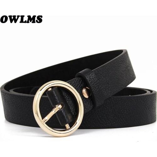 New Design gold pin buckle strap belt HOT black soft leather belts thin 2.6cm wide jean waistband student cintos for women party