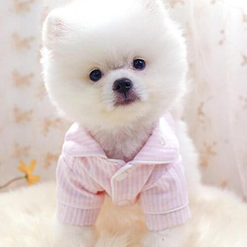 New Style Pure Color Cat Dog Clothes Soft Cotton Striped Pajamas Home Sleepwear Costume Pet Supplies Accessories Products