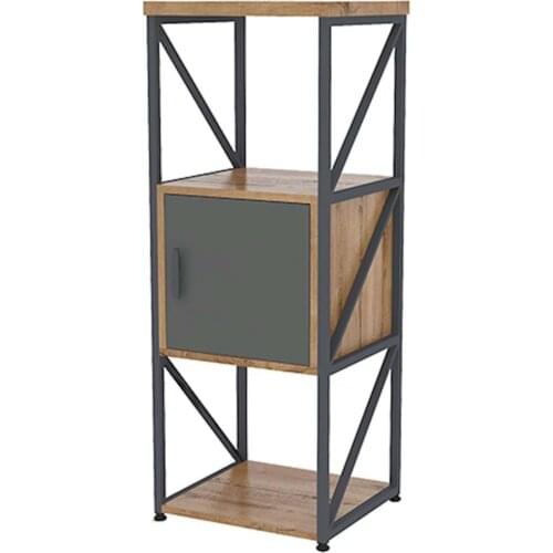 Space Office Metal Office Cabinet Bookshelf Shelf Line 019 Caucasian Oak-Anthracite