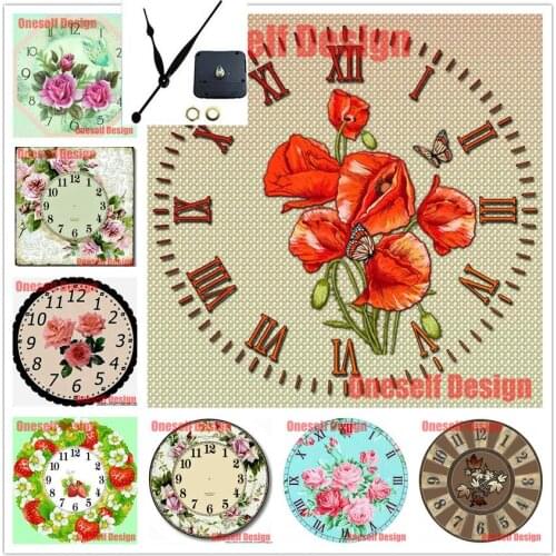 Popular flower wall sticker 5d diamond mosaic sale with clock flower 5d diamond embroidery full set with clock Christmas gift