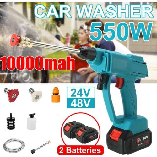550W 24V 48V Wireless Car Washer Cleaner Portable Handheld Car Wash Water Gun High Pressure Washer Foam Generator with Battery