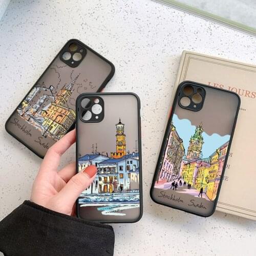 Travelling world travel Street painting Phone Case For Iphone 11 12 Pro Max 6S 7 8 PLUS SE2020 X XS MAX XR Hard Matte Back Cover