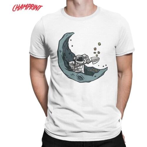 Awesome Astronaut Crypto Bitcoin T-Shirt Men Round Neck Cotton T Shirts Cryptocurrency Short Sleeve Tees Adult Clothing