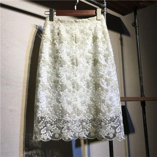 High Quality Runway Designers Spring Women Skirts 2020 Vintage Flower Embroidery Sexy Women Pencil Skirt