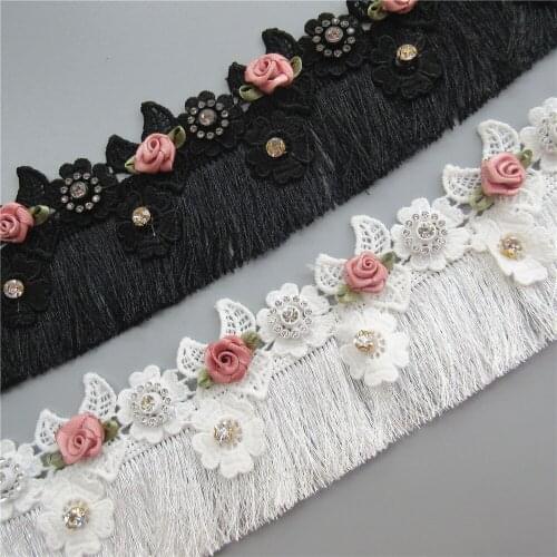 100cm Diamond Tassel Fringe Lace Trim Ribbon Fabric Embroidered Applique Handmade Sewing Craft Dress Clothes Garment Decoration
