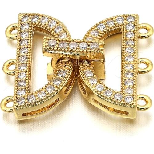 16mm*19mm luxury Hooks Clasps brass micro-inlaid zircon connector CZ accessories DIY making bracelet necklace Jewelry findings