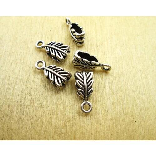 40pcs-- 6*12 mm hole: 2*7mm antique silver leaf beads charm pendant for DIY Bracelets & Bangles&necklace antique silver tone
