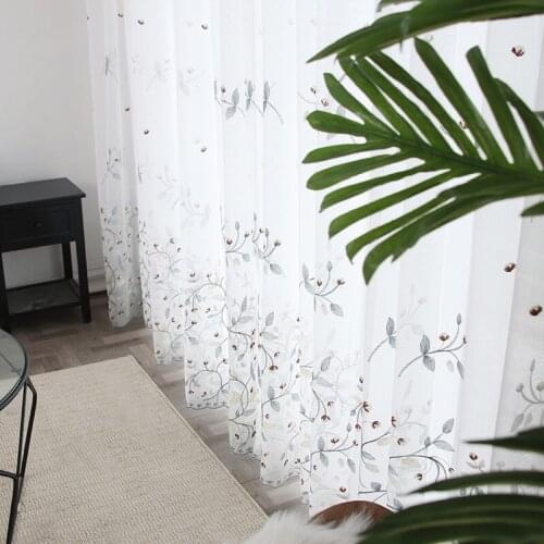 American Country Curtains for Living Dining Room Bedroom Modern Pastoral Cotton and Linen Embroidery Screen Curtain
