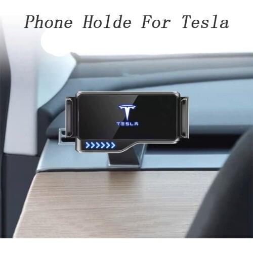 Car Mobile Phone Holder Sensor Automatic Grip Clamping Holder For Tesla Model 3 S X Y 360 Degree Car GPS Touch Mount Bracket