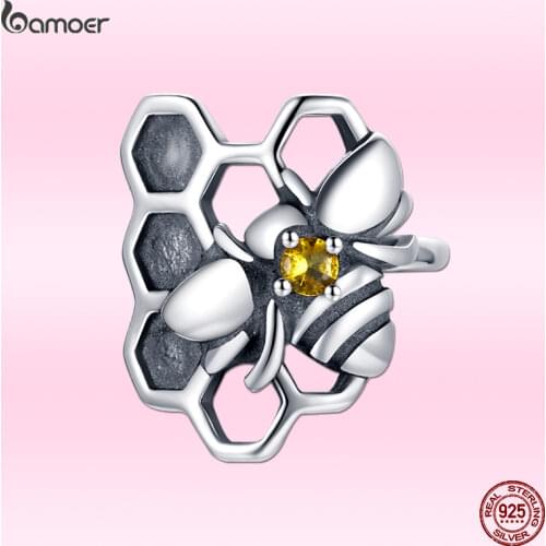 Bamoer 2021 New 1 Pcs 925 Sterling Silver Creative Bee Ear Clip for Women Exquisite CZ Fashion Pop Birthday Jewelry Gift GXE1171