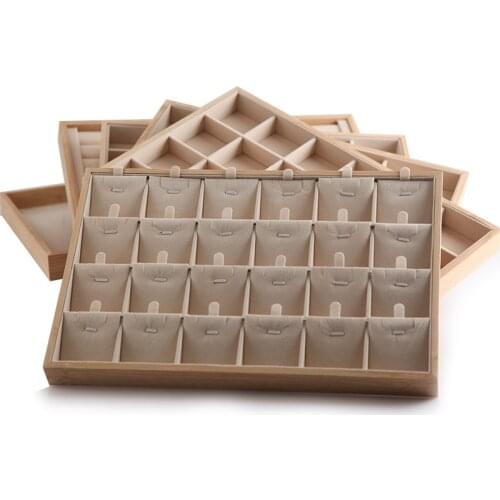 Velvet+Bamboo Wood Drawer Jewelry Storage Tray Ring Bracelet Gift Box Jewelery Organizer Earring Holder Display Case