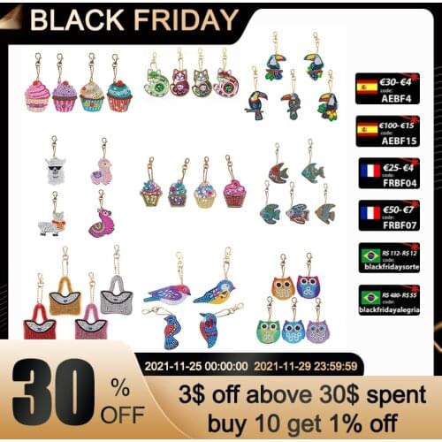 4/5/6Pcs Diamond Keychain DIY Full Diamond Painting Butterfly Keychains Cross Stitch Keyring Bag Pendant Christmas Gifts