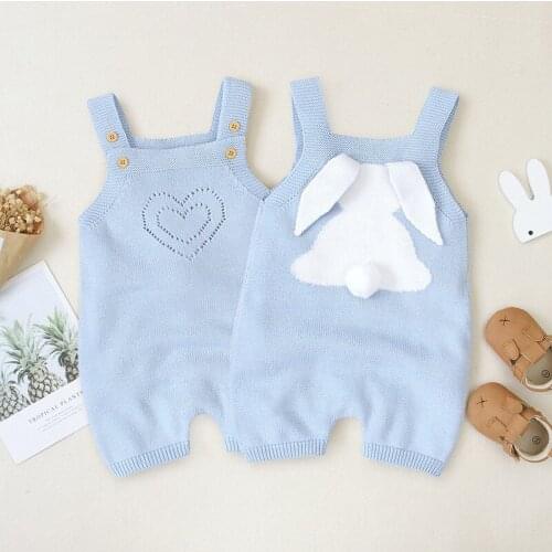 Baby Easter Bodysuits Cute Rabbit Knittes Newborn Body Tops 0-24m Infant Boys Girls Clothessleeveless Rompersone-piece Clothes
