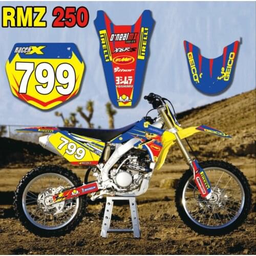 For SUZUKI 250 RMZ Motocross Team Graphics Backgrounds Decals Stickers Kits For SUZUKI RMZ 250 RMZ250 RM250Z 2006 2007 2008 2009