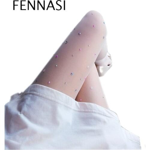 FENNASI Womens New Sexy Rhinestone Tights Fashionable Shiny Erotic Tights Comfortable Soft Lady Tights Fantasy Woman