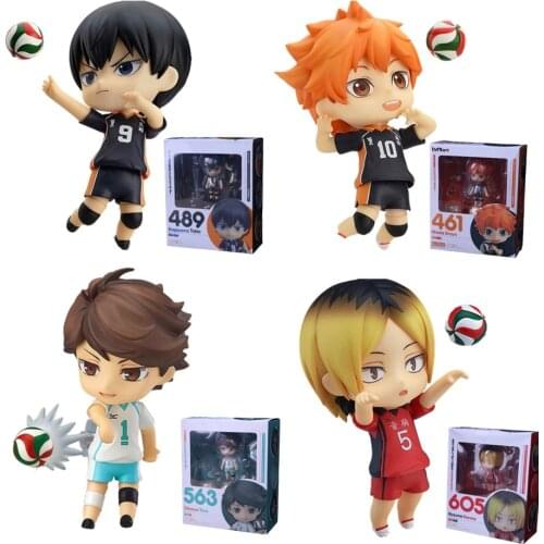 Haikyu Anime Figures Hinata Shoyo #461 Kageyama Tobio #489 Oikawa Tooru #563 Kozume Kenma #605 Action Figma Cute Toys Sport Doll