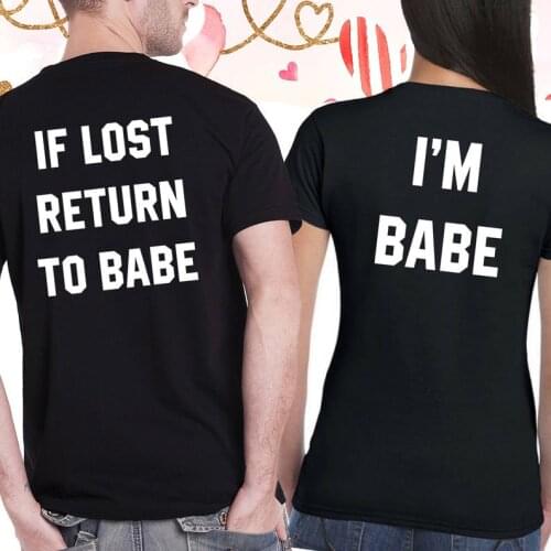 1PC Valentines DAY Matching T-SHIRT If Lost Return to Babe Shirts Matching Tops Funny Valentines Gift Relationship Perfect Match