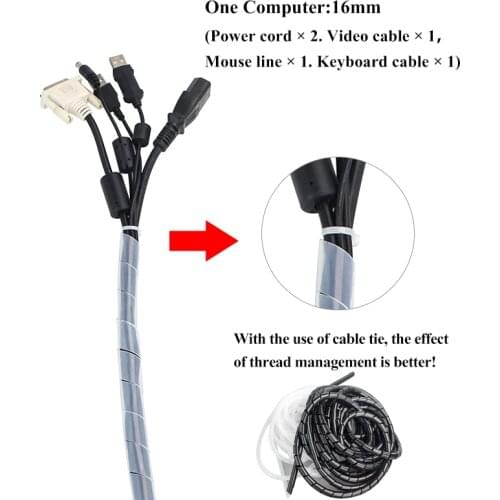 Dia 4mm 6mm 8mm Spiral Wire Wrap Organzier Cable Sleeve Winding Pipe Line Bundle Mangement Hose Tube Protection Cord Band Sheath