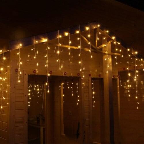 10pcs 4M*0.6M LED Curtain icicle fairy string lights Linkable Christmas street garden Xmas Wedding Party Window decor-Warm white