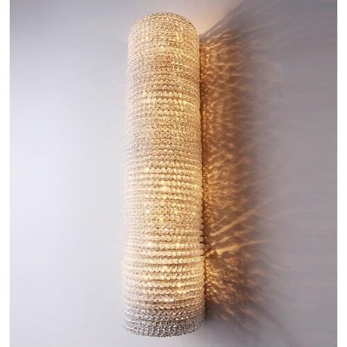 Hotel Crystal fixture long wall light salon Club large vertical post light Long Crystal Wall Lamp for dining Room led Luminaire