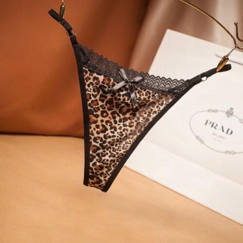 Luckymily 2020 Sexy Woman Underwear Top Peony Seamless G-String Underwear Low Waist Thong With Leopard Comfortable Lingerie