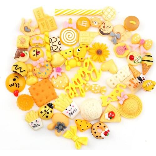 Mix Yellow 25pcs Resin Miniature Kawaii Hot Selling Candy Bow Resin Flat back Cabochons For Phone Decoration ScrapbookingDIY