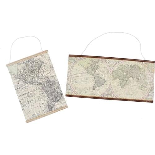 Mini World Map 1/12 Simulation Furniture Model Toys for Doll House Decoration Dollhouse Miniature Accessories Size S M