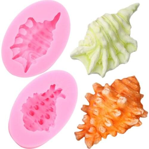 Sea Conch Silicone Molds DIY Cupcake Topper Fondant Mould Baby Birthday Cake Decorating Tools Candy Clay Chocolate Gumpaste Mold