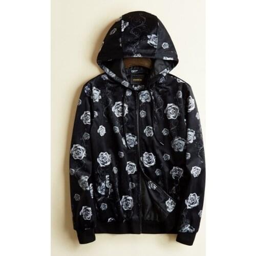 Rib New Men luxury Sleeve embroidery Rose key Flowers couple Baseball Coats & Jackets Abstract digital coat Motor #N10