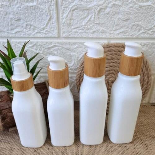 Empty cosmetic containers set 40ml 100ml 120ml white sqaure porcelain bottle squeeze bottle lotion