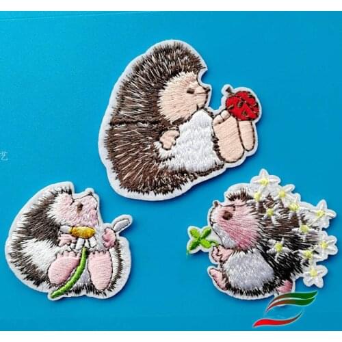 Adhesive embroidery cloth stickers little hedgehog ladybug cartoon cloth accessories animal stickers hand account