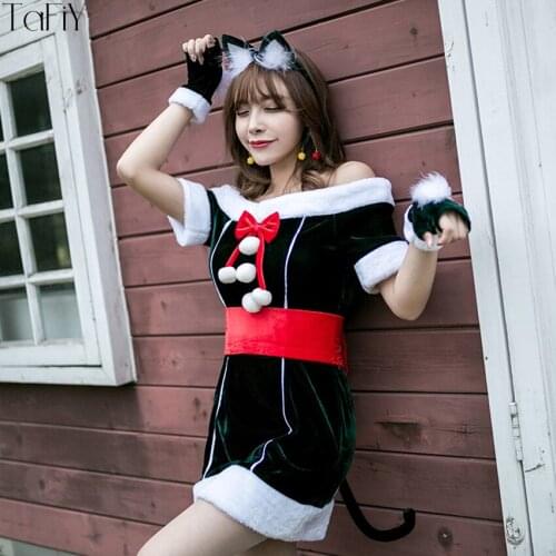TaFiY Newest Women Christmas Dress Sexy Red Christmas Costumes Santa Claus for Adults Uniform Kimono Xmas Costume