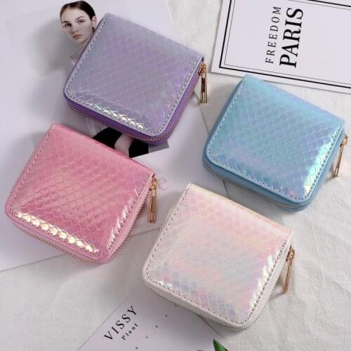 New Minil PU Women Mermaid Wallet Luxury Embroidery Children Purses Brilliant Pink Novelty Purse Mobile phone bags