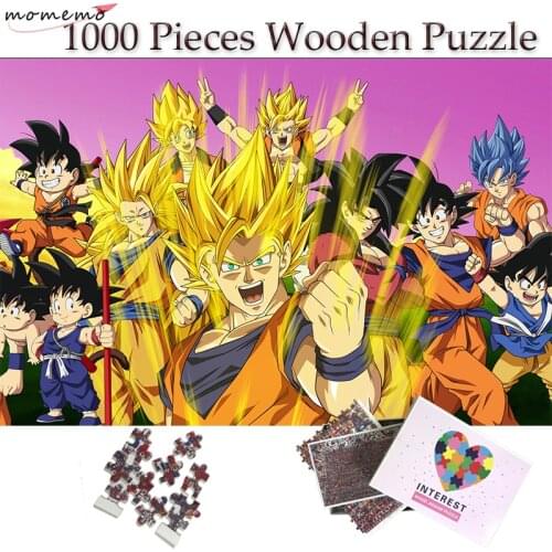 MOMEMO Son Goku Puzzle 1000 Pieces Wooden Jigsaw Puzzle Cartoon Anime Super Saiya Goku Puzzle for Kids Adults Teenagers Toys